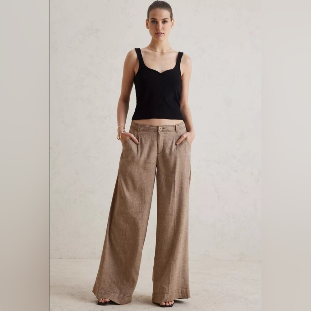 Anthropologie Tan Wide Leg Pants
